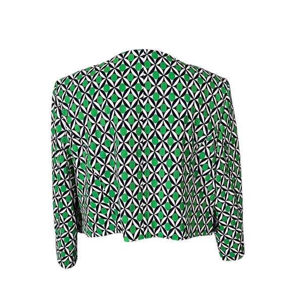 NWT Dressbarn Women's Open Lined Cropped Blazer Career Green Geometric Size 14 - Picture 4 of 9